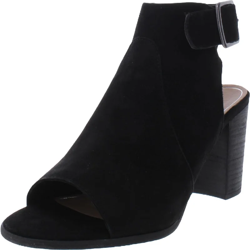 Breathable high heels for airy nights-Blakely Womens Suede Open Toe Block Heels