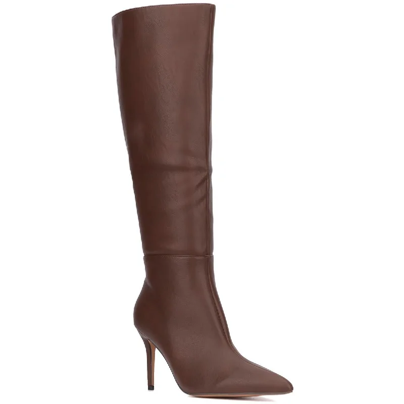 Boots with thick padded fabrics -New York & Company Womens Mae Faux Leather Tall Knee-High Boots