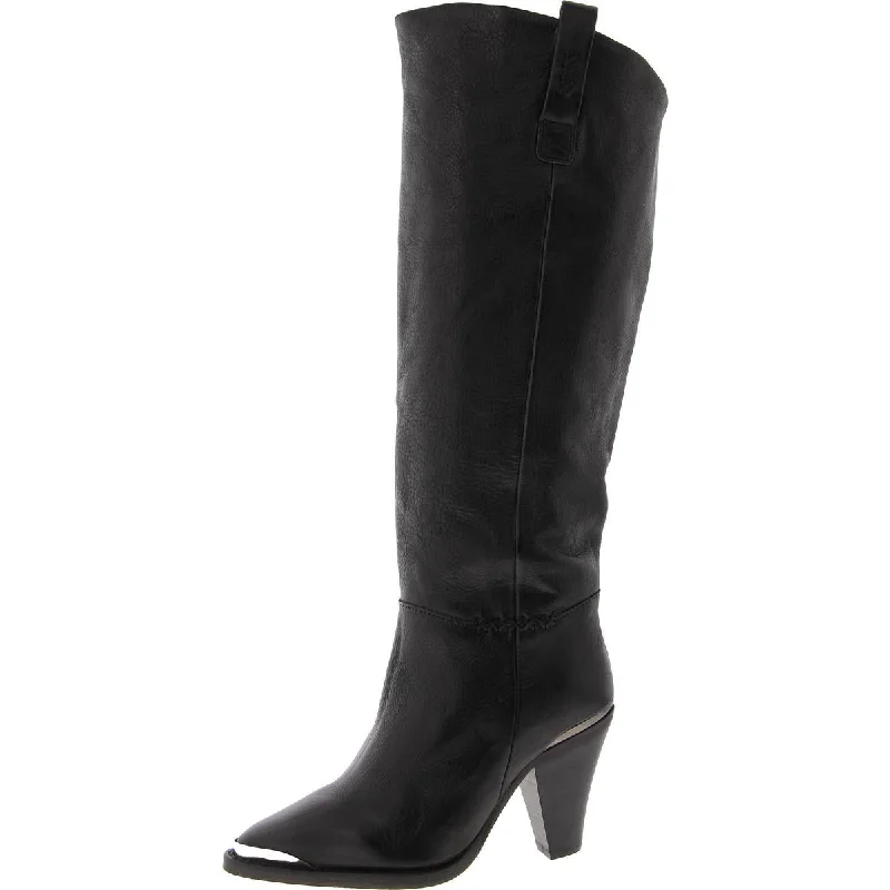 Boots with faint shimmer details -Free People Womens Stevie Boot Tall Leather Knee-High Boots