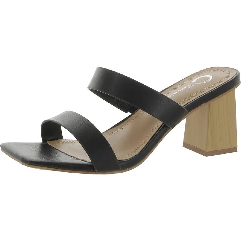 sandals with fun buckle details-Journee Collection Womens Faux Leather Open Toe Block Heels