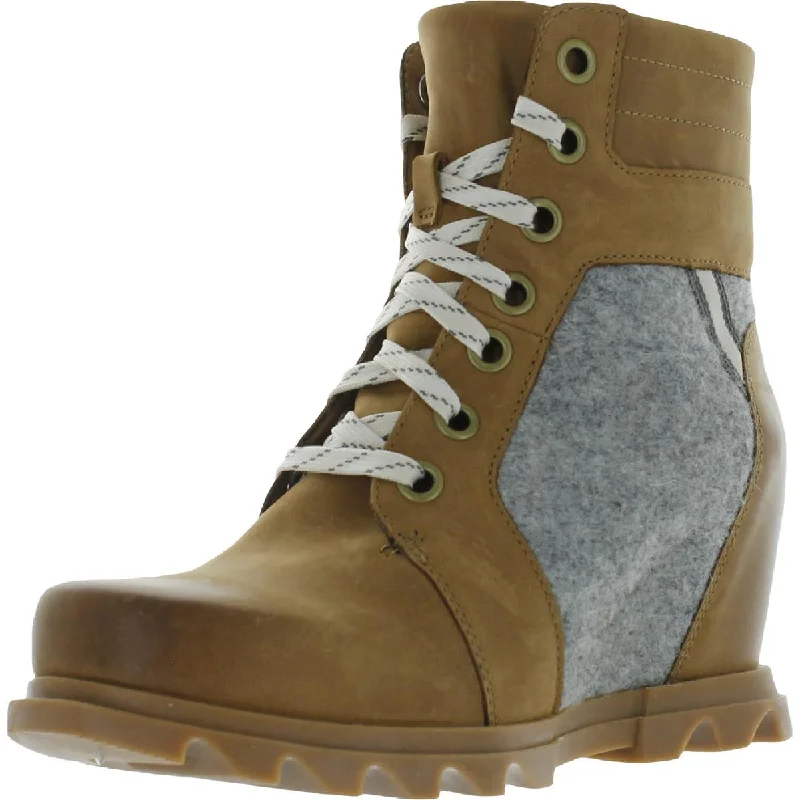 Boots with firm heel alignment -Sorel Womens Joan of Arctic Wedge III Lexie Nubuck Combat & Lace-up Boots