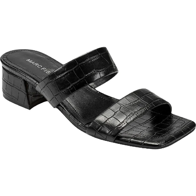 sandals with intricate braided designs-Marc Fisher Womens Yori Faux Leather Slip On Slide Sandals