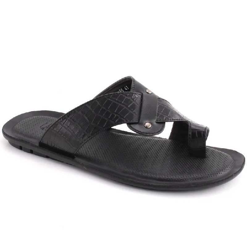 Slippers for fluid wear -Men “CASON” Textured  A Shaped Strap Design Toe Ring Slip On Slippers