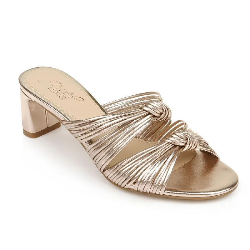 Comfortable high heels for long nights-Jewel Badgley Mischka Womens Leather Strappy Pumps