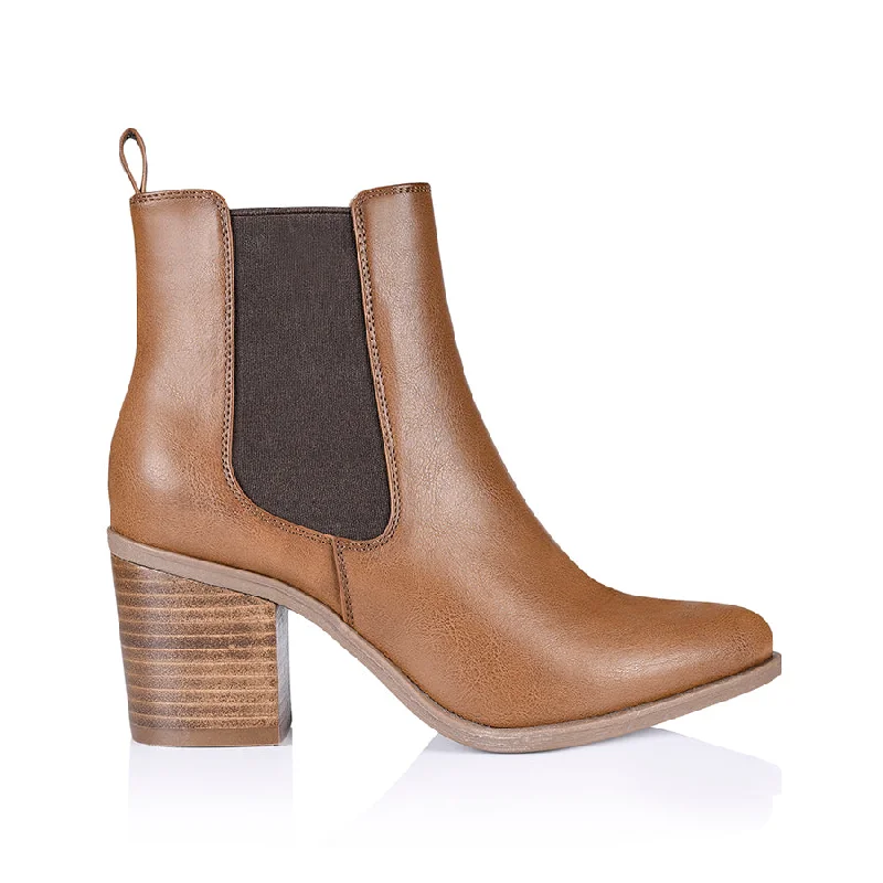 Boots with stable heel bases -Samantha Chelsea Boots - Tan Softee