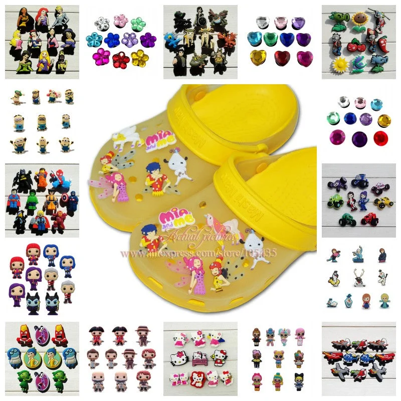 10PCS Plants VS Zombies Dragon Super Mario Crystal PVC Shoe Charms Shoes Accessories Fit Bands Bracelets Croc JIBZ as Gift