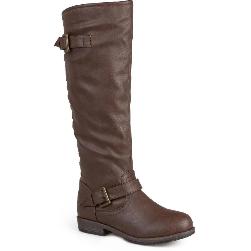 Boots with skid-resistant heels -Journee Collection Womens Spokane Faux Leather Tall Knee-High Boots